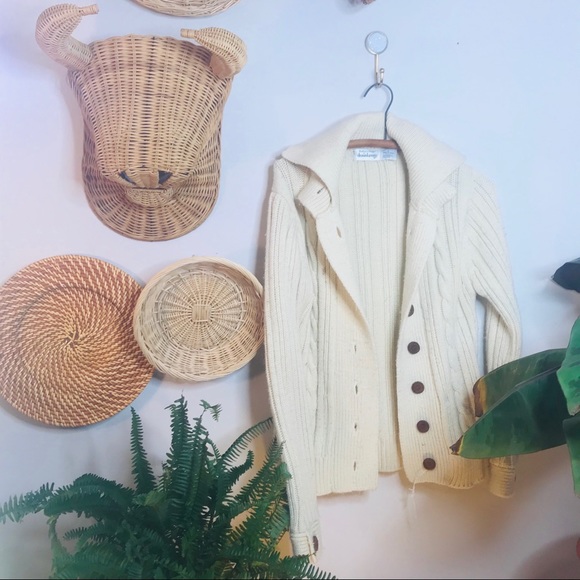 vtg retro 90s chunky knit grandpa button cardigan - Picture 5 of 6